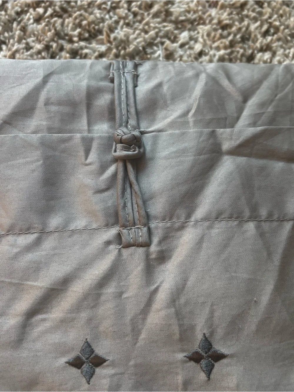 IKEA Gray Cotton Duvet Cover 2 pillow queen Vinranka Embroidery star snaps